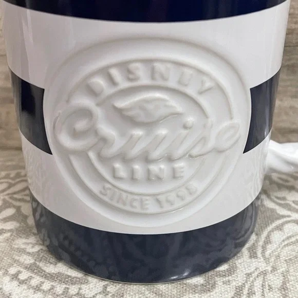 Disney Cruise Line Navy White Striped Rope Handle Coffee Mug FAC-014182-19167 - Picture 2 of 8
